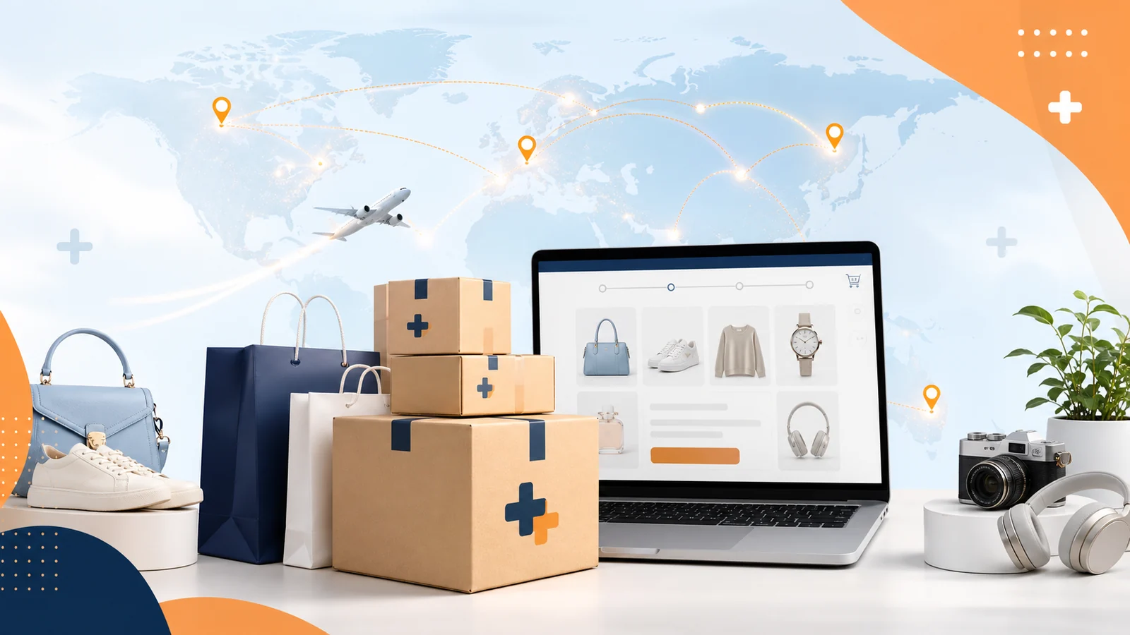 BuyPlus 全球代購與國際配送示意圖