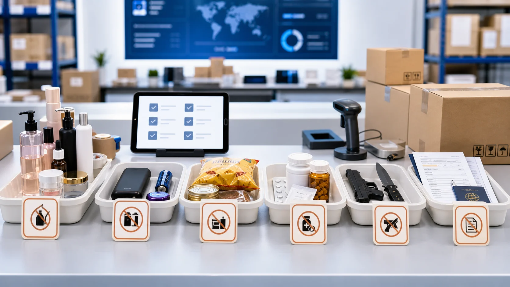 BuyPlus 禁運物品分類與申報檢查示意圖